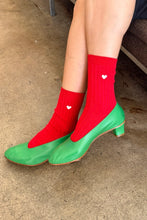 Load image into Gallery viewer, LE BON SHOPPE EMBROIDERED HER SOCKS || CLASSIC RED + HEART