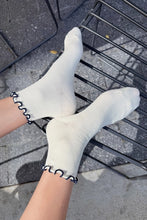 Load image into Gallery viewer, NOBLE x LE BON SHOPPE The Petite Ruffled Modal Socks || Soft White / Navy