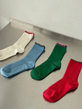 Load image into Gallery viewer, LE BON SHOPPE RUFFLED MODAL SOCKS || PAPRIKA - BROWN EDGE