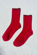 Load image into Gallery viewer, LE BON SHOPPE RUFFLED MODAL SOCKS || PAPRIKA - BROWN EDGE
