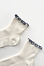 Load image into Gallery viewer, NOBLE x LE BON SHOPPE The Petite Ruffled Modal Socks || Soft White / Navy