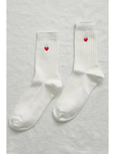Load image into Gallery viewer, LE BON SHOPPE EMBROIDERED HER SOCKS || WHITE + HEART