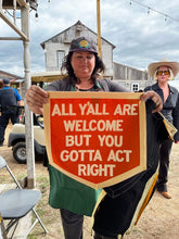 Load image into Gallery viewer, OXFORD PENNANT || ALL Y&#39;ALL ARE WELCOME CAMP FLAG
