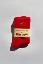 Load image into Gallery viewer, LE BON SHOPPE EMBROIDERED CLOUD SOCKS || RED + WHITE