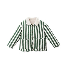 Load image into Gallery viewer, RYLEE + CRU QUILTED WINTER COAT || GREEN STRIPE