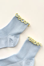 Load image into Gallery viewer, NOBLE x LE BON SHOPPE The Petite Ruffled Modal Socks || Baby Blue / Butter
