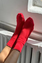 Load image into Gallery viewer, LE BON SHOPPE RUFFLED MODAL SOCKS || PAPRIKA - BROWN EDGE