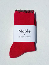 Load image into Gallery viewer, LE BON SHOPPE RUFFLED MODAL SOCKS || PAPRIKA - BROWN EDGE