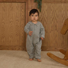 Load image into Gallery viewer, SALE - RYLEE + CRU BABY PAJAMA ROMPER || EVERGREEN GINGHAM