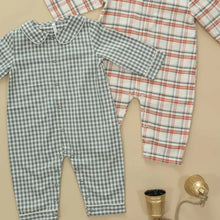 Load image into Gallery viewer, SALE - RYLEE + CRU BABY PAJAMA ROMPER || EVERGREEN GINGHAM