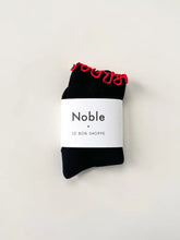 Load image into Gallery viewer, NOBLE x LE BON SHOPPE The Petite Ruffled Modal Socks || Black / Red