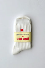 Load image into Gallery viewer, LE BON SHOPPE EMBROIDERED HER SOCKS || WHITE + HEART