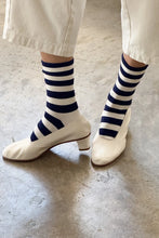 Load image into Gallery viewer, LE BON SHOPPE WALLY SOCKS || WIDE NAVY STRIPE