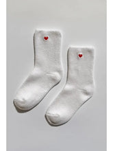 Load image into Gallery viewer, LE BON SHOPPE EMBROIDERED CLOUD SOCKS || WHITE + HEART
