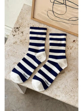 Load image into Gallery viewer, LE BON SHOPPE WALLY SOCKS || WIDE NAVY STRIPE