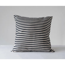 Load image into Gallery viewer, BLACK + CREAM STRIPED PILLOW