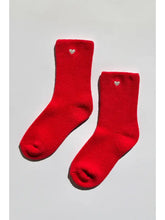 Load image into Gallery viewer, LE BON SHOPPE EMBROIDERED CLOUD SOCKS || RED + WHITE
