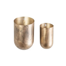 Load image into Gallery viewer, ANTIQUE BRASS CYLINDER WALL PLANTERS
