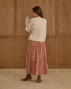 RYLEE + CRU TIERED MIDI SKIRT || RED PLAID