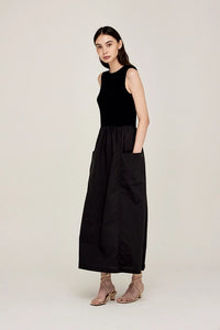 JERSEY MIXED COTTON MAXI DRESS