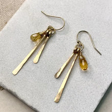 Load image into Gallery viewer, Hammered Fringe and Stone Earrings
