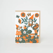 Load image into Gallery viewer, PHOEBE WAHL || STRAWBERRY PICKING GNOME GREETING CARD
