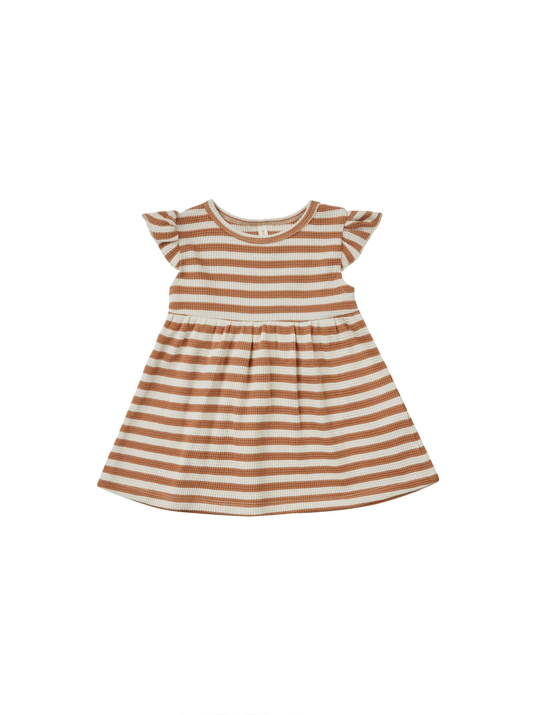 SALE - QUINCY MAE FLUTTER SLEEVE DRESS || CLAY STRIPE