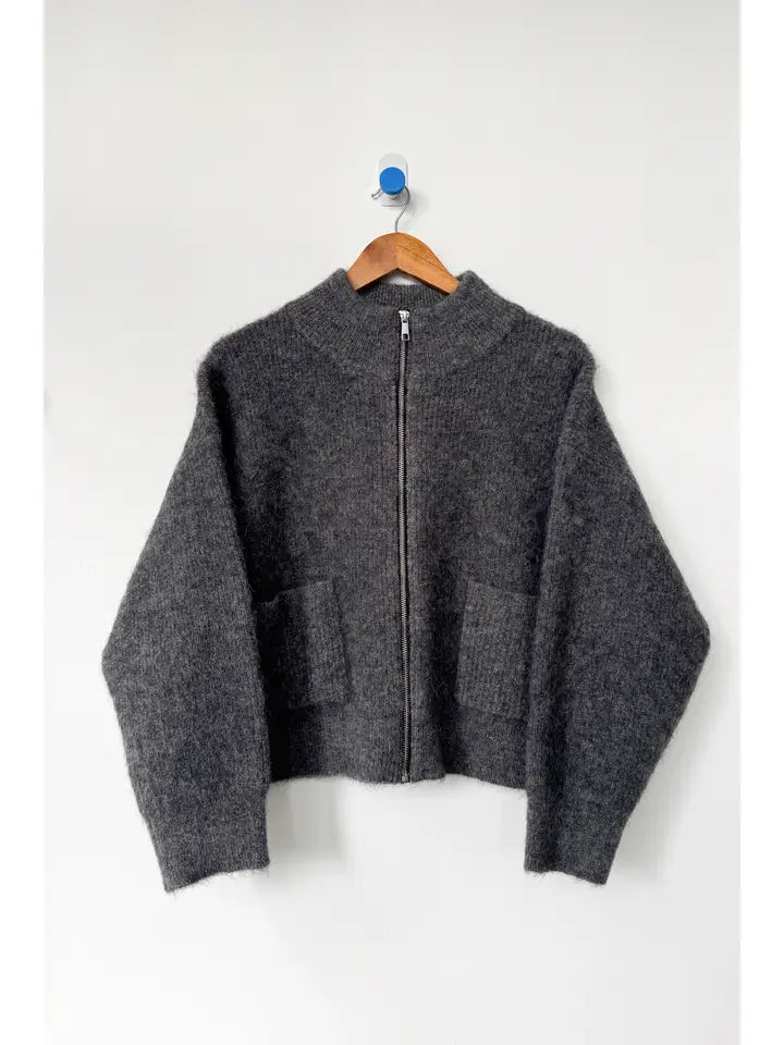 LE BON SHOPPE ALPACA ZIP JACKET || CHARCOAL