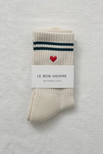 Load image into Gallery viewer, LE BON SHOPPE EMBROIDERED BOYFRIEND SOCKS || PARCHMENT + HEART
