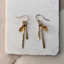 Load image into Gallery viewer, Hammered Fringe and Stone Earrings

