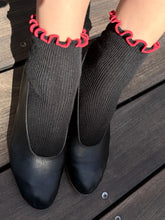 Load image into Gallery viewer, NOBLE x LE BON SHOPPE The Petite Ruffled Modal Socks || Black / Red
