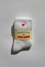 Load image into Gallery viewer, LE BON SHOPPE EMBROIDERED CLOUD SOCKS || WHITE + HEART
