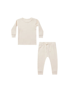 SALE - QUINCY MAE WAFFLE TOP + PANT SET || NATURAL