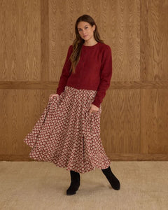 RYLEE + CRU RUFFLE TIERED MIDI SKIRT || RUBY FLEUR