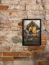 Load image into Gallery viewer, WOMAN FIGURE FEEDING CHICKENS, OIL PAINTING
