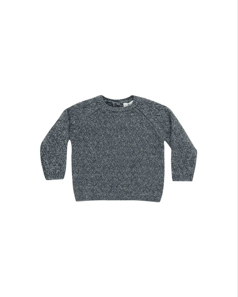 SALE - QUINCY MAE KNIT SWEATER || HEATHERED INDIGO