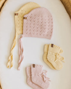 QUINCY MAE POINTELLE KNIT BONNET || BUBBLEGUM