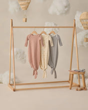Load image into Gallery viewer, QUINCY MAE KNOTTED BABY GOWN + HAT SET OCEAN STRIPE
