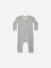 Load image into Gallery viewer, QUINCY MAE RIBBED BABY JUMPSUIT || LAGOON MICRO STRIPE
