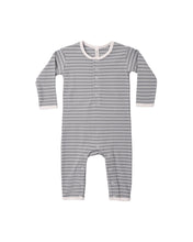 Load image into Gallery viewer, QUINCY MAE RIBBED BABY JUMPSUIT SLATE MICROSTRIPE
