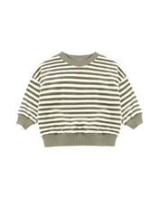 Load image into Gallery viewer, QUINCY MAE VELOUR RELAXED SWEATSHIRT SPRUCE STRIPE
