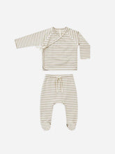 Load image into Gallery viewer, QUINCY MAE WRAP TOP + FOOTED PANT SET || ASH STRIPE
