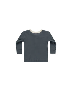 SALE - QUINCY MAE RIBBED HENLEY || INDIGO