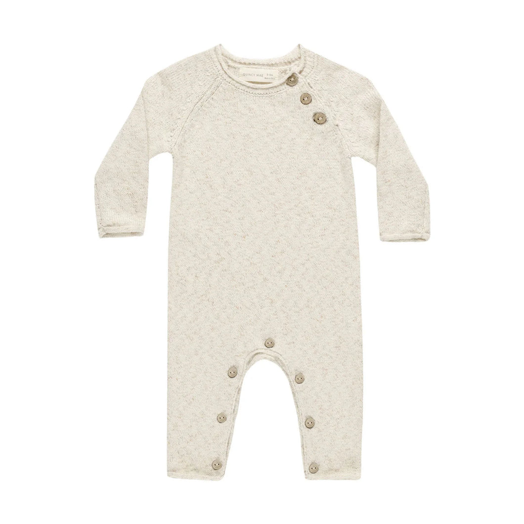 SALE - QUINCY MAE COZY HEATHER KNIT JUMPSUIT || NATURAL