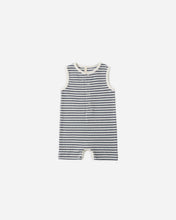 Load image into Gallery viewer, QUINCY MAE RIBBED HENLEY ROMPER OCEAN STRIPE
