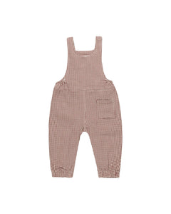 QUINCY MAE BABY OVERALL || PLUM GINGHAM