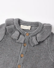 Load image into Gallery viewer, QUINCY MAE RUFFLE COLLAR CARDIGAN HEATHERED SLATE
