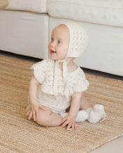 Load image into Gallery viewer, QUINCY MAE POINTELLE RUFFLE ROMPER || NATURAL

