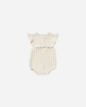 Load image into Gallery viewer, QUINCY MAE POINTELLE RUFFLE ROMPER || NATURAL
