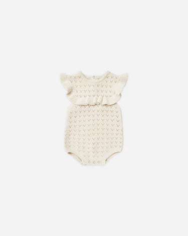 QUINCY MAE POINTELLE RUFFLE ROMPER || NATURAL